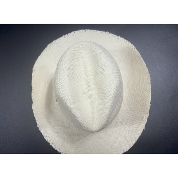 Hat Attack NWT Travel Packable Hat Chapeau Fringed Blanc/White MSRP $119‎ main image 2